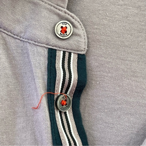 Ted Baker Polo Shirt SZ 5 or L Pink Blue Colorblock Short Sleeve Casual Modern - Picture 3 of 8